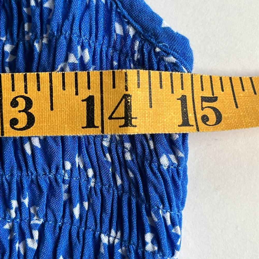 Croft & Barrow Smock Sleeveless Midi Dress Geometric Design M Blue White Casual. - Picture 10 of 12